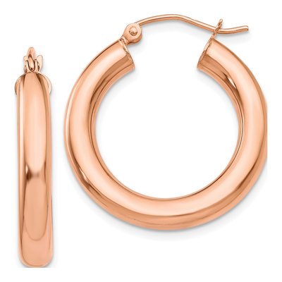 14K Rose Gold 25mm Tube Hoop Earrings