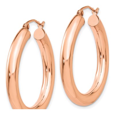 14K Rose Gold 30mm Tube Hoop Earrings – view 3