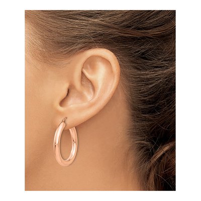 14K Rose Gold 30mm Tube Hoop Earrings – view 4