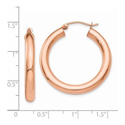 14K Rose Gold 30mm Tube Hoop Earrings – view 5