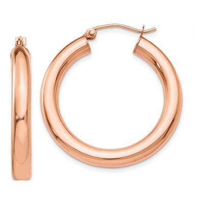 14K Rose Gold 30mm Tube Hoop Earrings