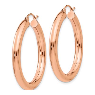 14K Rose Gold 35mm Tube Hoop Earrings – view 2