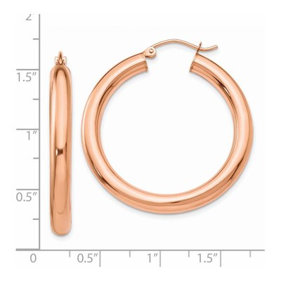 14K Rose Gold 35mm Tube Hoop Earrings – view 4