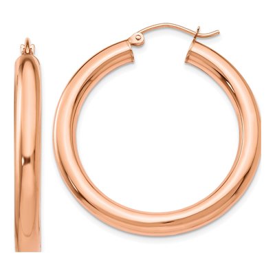 14K Rose Gold 35mm Tube Hoop Earrings
