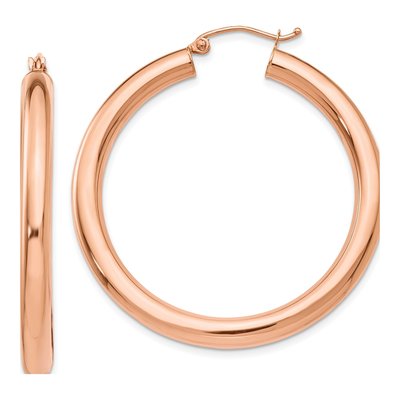 14K Rose Gold 40mm Tube Hoop Earrings