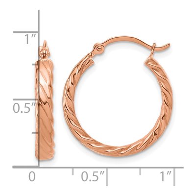 14K Rose Gold 20mm Patterned Hoop Earrings – view 4