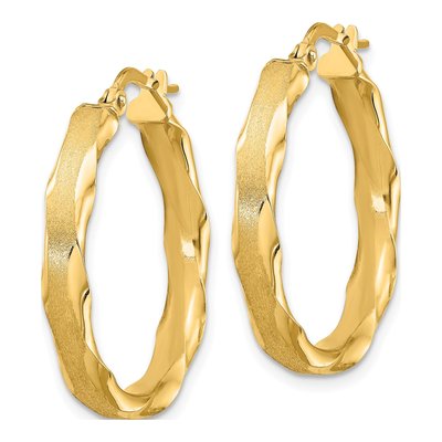 14K Yellow Gold Scalloped Hoop Earrings – view 3