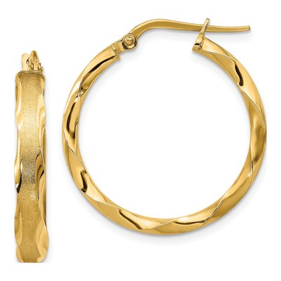 14K Yellow Gold Scalloped Hoop Earrings