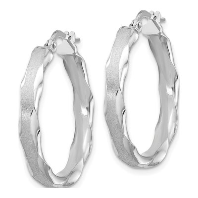 14K White Gold Scalloped Edge Hoop Earrings – view 3