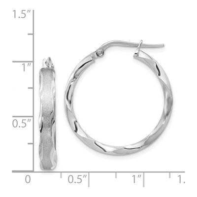 14K White Gold Scalloped Edge Hoop Earrings – view 5