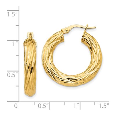 14K Yellow Gold Textured Tube Hoop Earrings – view 5