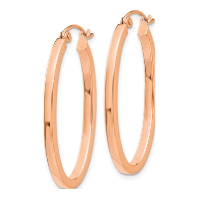 14K Rose Gold Oval Tube Hoop Earrings – view 3
