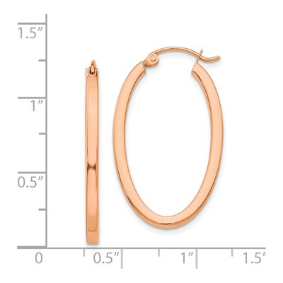 14K Rose Gold Oval Tube Hoop Earrings – view 5
