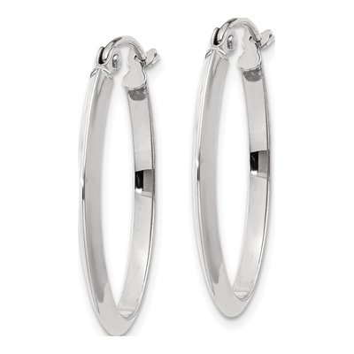 14K White Gold Oval Tube Hoop Earrings – view 3