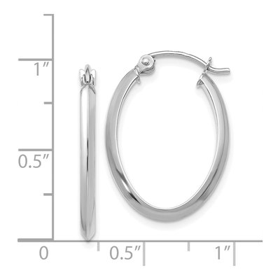 14K White Gold Oval Tube Hoop Earrings – view 5