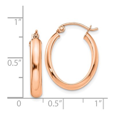 14K Rose Gold Oval Tube Hoop Earrings – view 4