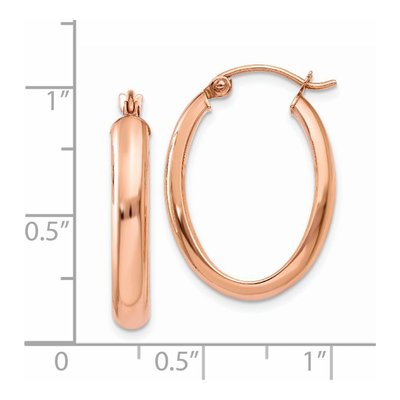 14K Rose Gold Oval Tube Hoop Earrings – view 5