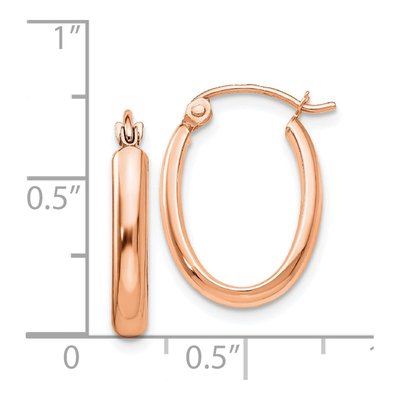 14K Rose Gold Oval Tube Hoop Earrings – view 5