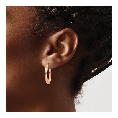 14K Rose Gold Oval Tube Hoop Earrings – view 4