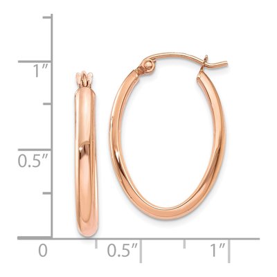 14K Rose Gold Oval Tube Hoop Earrings – view 5