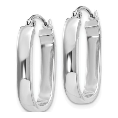 14K White Gold Oval Tube Hoop Earrings – view 3
