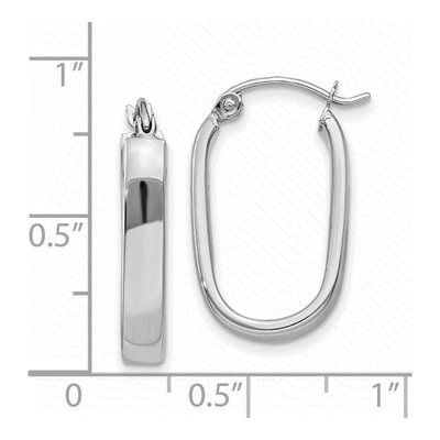 14K White Gold Oval Tube Hoop Earrings – view 5