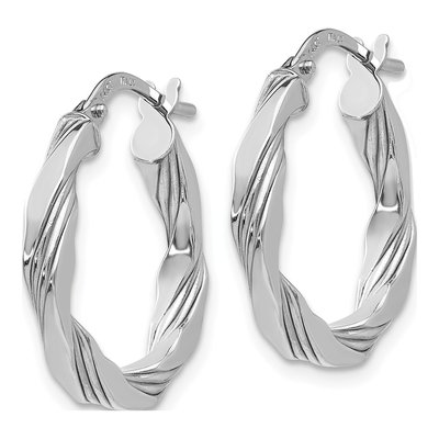 14K White Gold 21mm Twisted Hoop Earrings – view 3