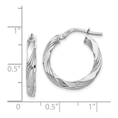14K White Gold 21mm Twisted Hoop Earrings – view 5