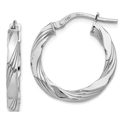14K White Gold 21mm Twisted Hoop Earrings