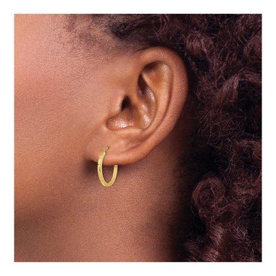 14K Yellow Gold 17mm Diamond-Cut Endless Hoop Earrings – view 4