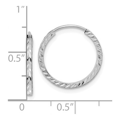 14K White Gold 17mm Diamond-Cut Endless Hoop Earrings – view 5
