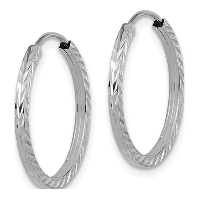 14K White Gold Diamond-Cut Endless Hoop Earrings – view 3