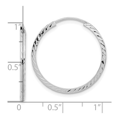14K White Gold 25mm Diamond-Cut Endless Hoop Earrings – view 5