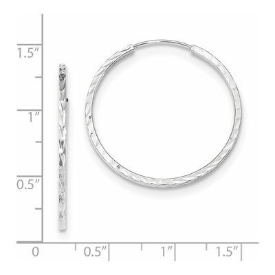 14K White Gold 30mm Diamond-Cut Endless Hoop Earrings – view 4