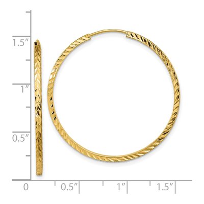 14K Yellow Gold 35mm Diamond-Cut Endless Hoop Earrings – view 4
