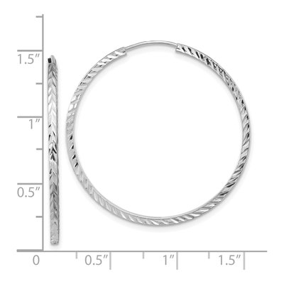 14K White Gold 35mm Diamond-Cut Endless Hoop Earrings – view 5