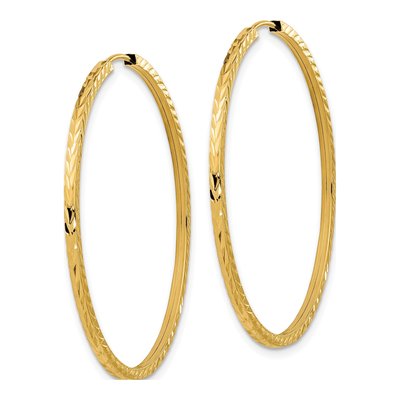 14K Yellow Gold 40mm Diamond-Cut Endless Hoop Earrings – view 3