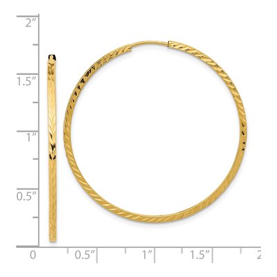14K Yellow Gold 40mm Diamond-Cut Endless Hoop Earrings – view 5