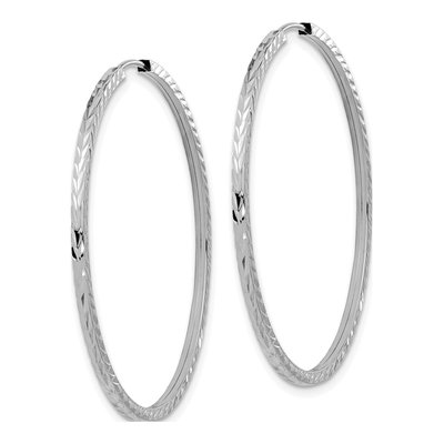 14K White Gold 40mm Diamond-Cut Endless Hoop Earrings – view 3