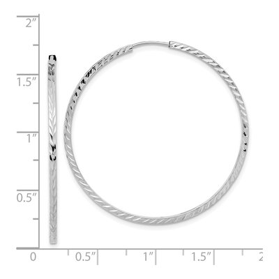 14K White Gold 40mm Diamond-Cut Endless Hoop Earrings – view 5