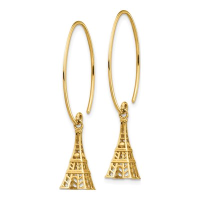 14K Yellow Gold Eiffel Tower Threader Earrings – view 2