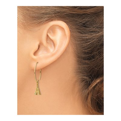 14K Yellow Gold Eiffel Tower Threader Earrings – view 3