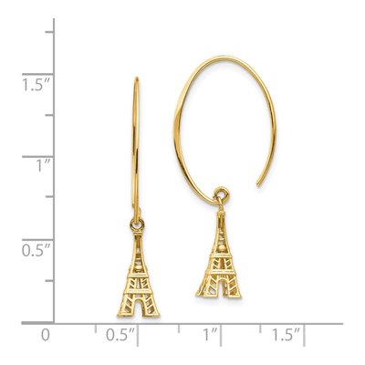 14K Yellow Gold Eiffel Tower Threader Earrings – view 4
