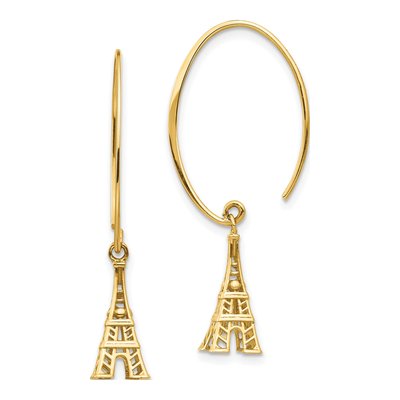 14K Yellow Gold Eiffel Tower Threader Earrings