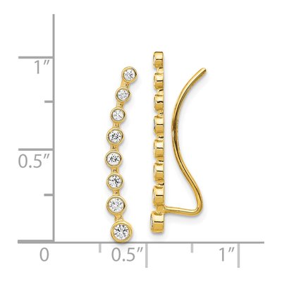 14K Yellow Gold CZ Ear Climber Threader Earrings – view 5