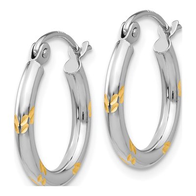 14K White Gold 12mm Diamond-Cut Hoop Earrings – view 3