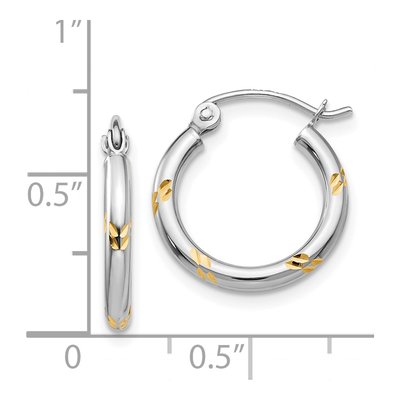 14K White Gold 12mm Diamond-Cut Hoop Earrings – view 5