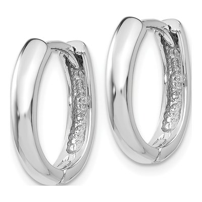 14K White Gold 10mm Huggie Hoop Earrings – view 3