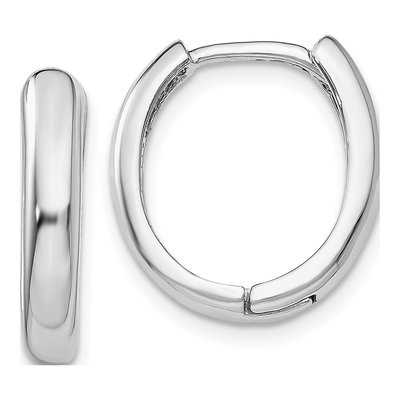 14K White Gold 10mm Huggie Hoop Earrings