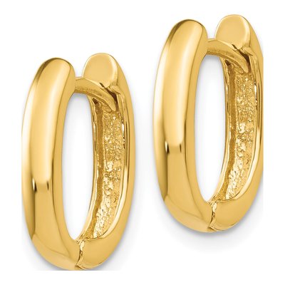 14K Yellow Gold Oval Huggie Hoop Earrings – view 3